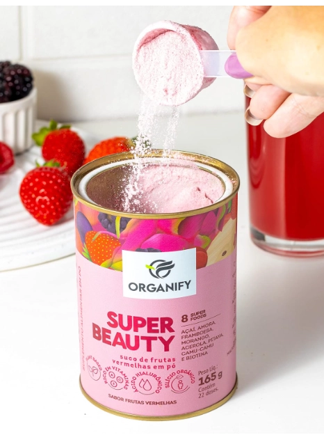 Super Beauty, Tratamento Anti Idade com Ácido Hialurônico, 165g Sabor Frutas Vermelhas, Organify