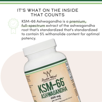 Ashwagandha KSM‑66®, 600 mg, 120 cápsulas, Double Wood