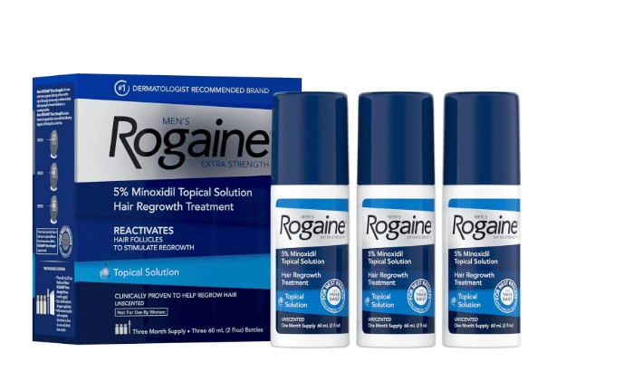 Rogaine Força Extra, Minoxidil 5%, Tratamento Capilar de 3 Meses, 60ml Cada