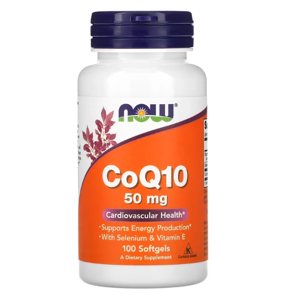 Coenzima CoQ10 com Vitamina E, 50mg, 50 Cápsulas, Now