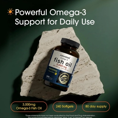 Ômega-3, 3.000mg com EPA e DHA, Sabor Limão, 240 Softgels, Naturebell