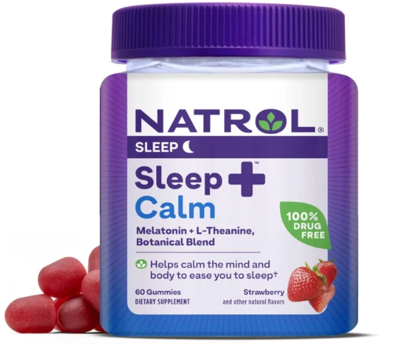 Sleep+ Calm, Melatonina 6mg, L-teanina 100mg, 60 Gomas, Natrol