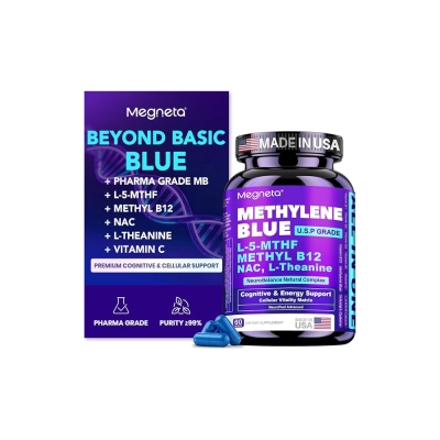 Methylene Blue, L-5-MTFH, B12 NAC,L-Theanine, 60 Cápsulas, Megneta