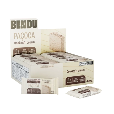 Paçoca, Display com 24 unidades da Paçoca com Whey, Sem Açúcar, Sabores, Bendu