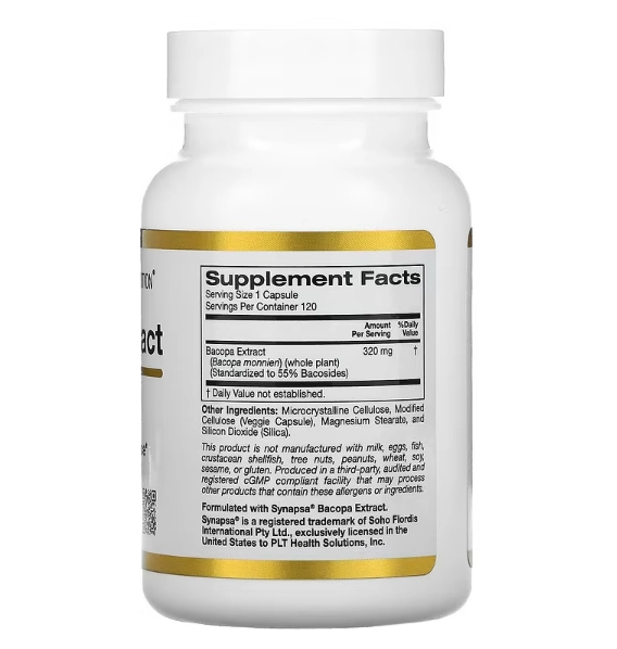 Bacopa Extract, 320mg, 120 Cápsulas, California Gold Nutrition