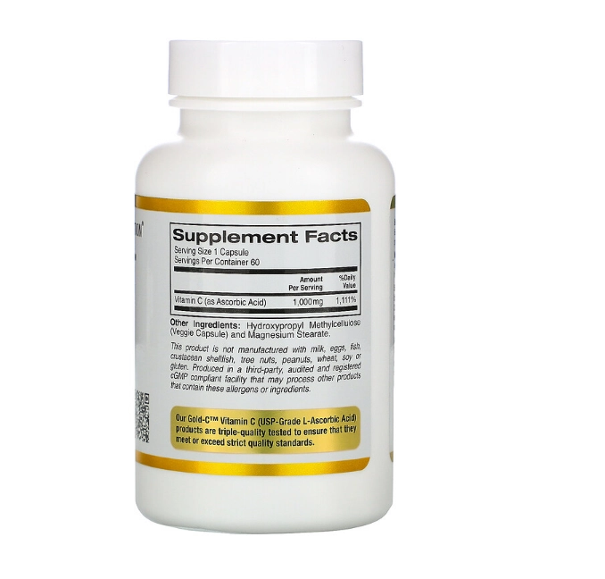 Vitamina C, 1.000mg, 60 cápsulas, California Gold Nutrition