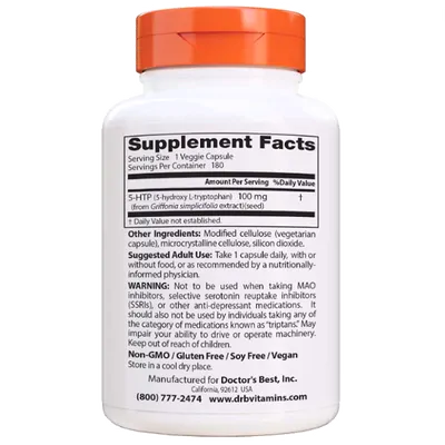 5-HTP, 100mg, 180 Cápsulas, Doctor's Best