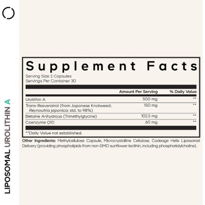 Liposomal Urolithin A 500mg, 60 Cápsulas (30 Doses), Codeage