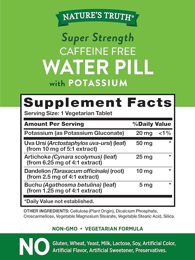 Water Pills com Potássio, 90 comprimidos, Nature's Truth