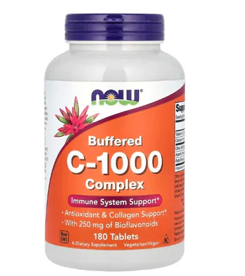 Buffered Complexo C-1000 Tamponado, 180 Comprimidos, Now