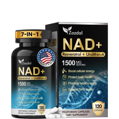 NAD+ 1500mg, Suporte à Energia Celular, Metabolismo e Saúde Mitocondrial, 120 Cápsulas, Zozdal