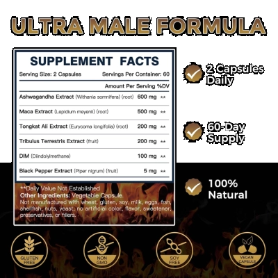 Ultra Test Booster, Suporte à Testosterona com Ashwagandha, Maca e Tongkat Ali, 120 Cápsulas, Dr.Foster