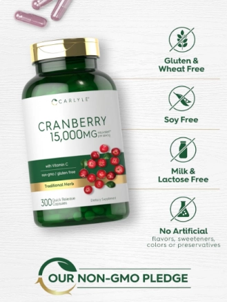 Cranberry Concentrado 15,000mg, 300 Cápsulas, Carlyle