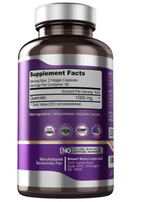 Quercetina 1000mg, 180 Cápsulas, Smart Nutra Labs