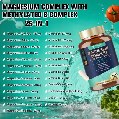 Complexo de Magnésio, Methylated B Complex, 120 Cápsulas, Totaria Health