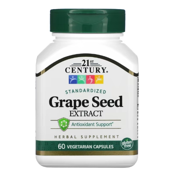 Extrato de Semente de Uva (Grapeseed), Padronizado, 60 Cápsulas, 21st Century