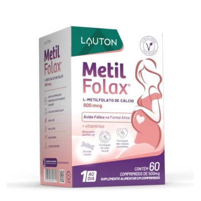 Metil Folax, Ácido Fólico Ativo 600mcg, 60 comprimidos, Lauton Nutrition