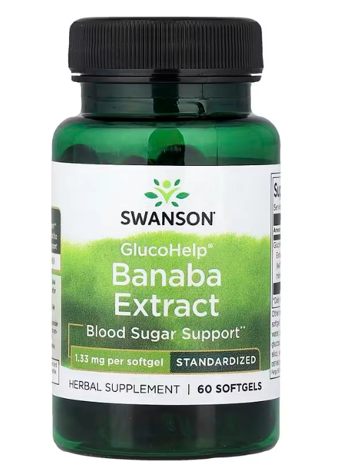  GlucoHelp, Extrato de Banaba 1,33mg, 60 Cápsulas, Swanson