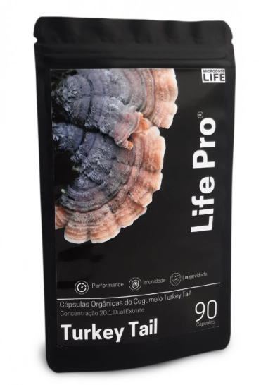 Extrato Turkey Tail Cogumelo da Cura, Reforça sua Imunidade e Maximize sua Vitalidade, 90 Cápsulas, Microdose Life