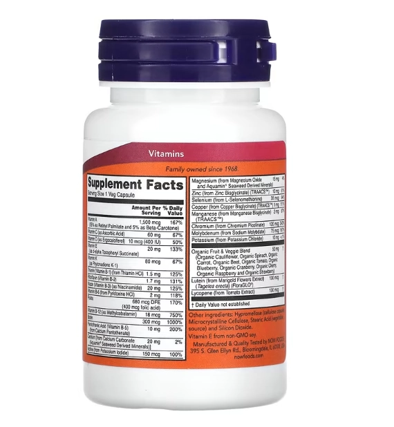 Multivitamínico e Minerais, Daily Vits, 30 Cápsulas, Now