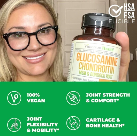 Glucosamina Condroitina e MSM com Burdock Root, 90 Cápsulas, Vimerson Health