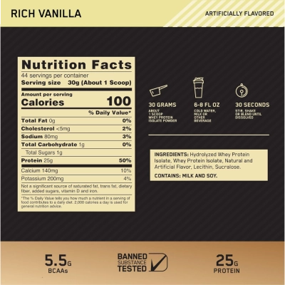 Whey Gold Standard 100% Isolate, 1.3kg, Sabores, Optimum Nutrition