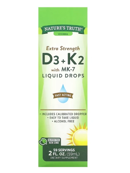 Vitamina D3 + K2 MK-7 Liquida, 59ml, Nature's Truth
