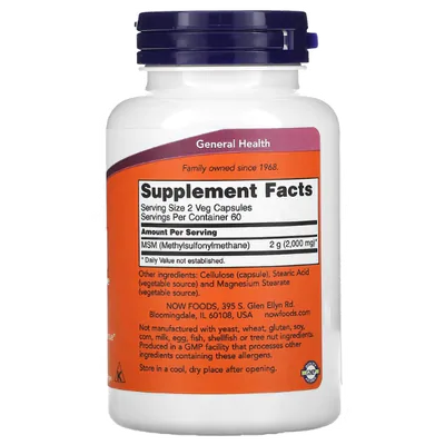 MSM, 1000mg, 120 Cápsulas, Now