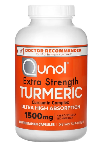 Turmeric 1500mg, Cúrcuma Extra Forte, 180 Cápsulas, Qunol