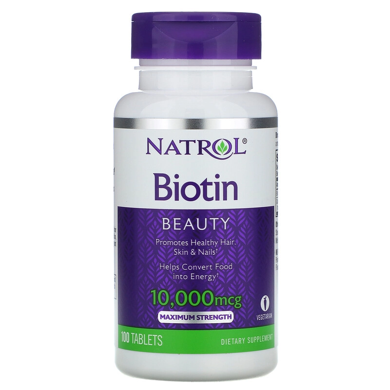 Biotina, Força Máxima, 10.000 mcg, 100 Comprimidos, Natrol