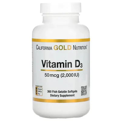 Vitamina D3 50mcg (2.000IU), 360 Cápsulas, California Gold