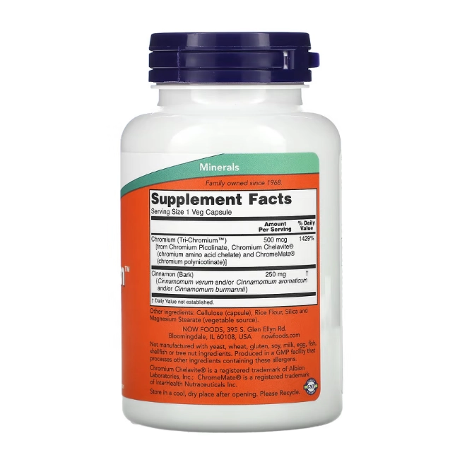 Tri-Chromium, 500mcg, 180 Cápsulas, Now