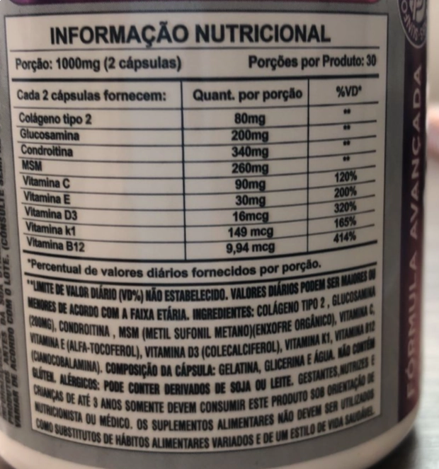 Glucosamina + Condroitina 1000mg, 60 Cápsulas, Sunfood
