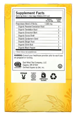 Chá, Detox, Spice com Dente de Leão Torrado, Sem Cafeína, 16 Saquinhos, 24g, Yogi