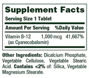 Vitamina B12, 1000mcg, 100 Comprimidos, Nature's Bounty