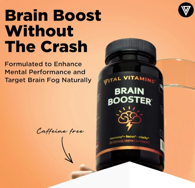 Brain Booster com Bacopa Monnieri, Memória e Foco, 30 Cápsulas, Vital Vitamins