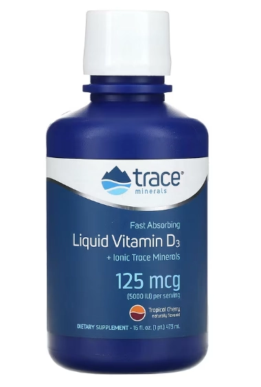 Vitamina D3, 5000UI, Liquida Sabor Cereja Tropical, 473ml, Trace Minerals