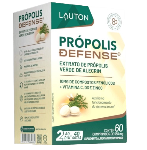 Extrato de Própolis Verde de Alecrim com Vitamina C + D3 e Zinco, 60 Comprimidos, Lauton Nutrition