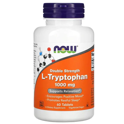 L-Triptofano / L-Tryptophan, Dosagem Dupla, 1.000 mg, 60 Comprimidos