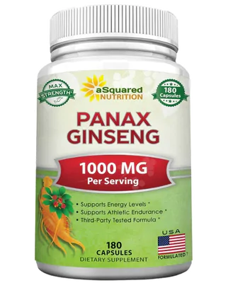 Red Korean Panax Ginseng 1000mg, 180 Cápsulas, aSquared Nutrition