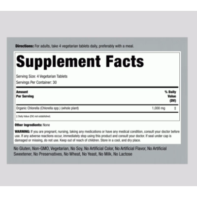 Chlorella 1000mg, 120 Comprimidos, PipingRock