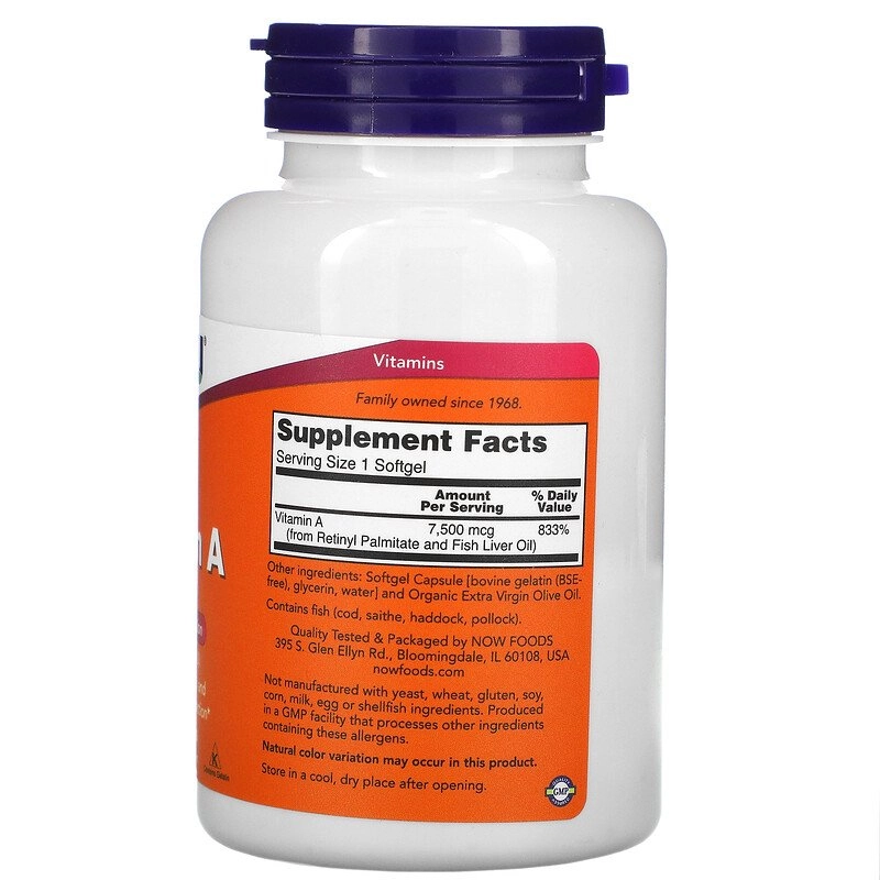 Vitamina A, 25.000 UI, 250 Softgels