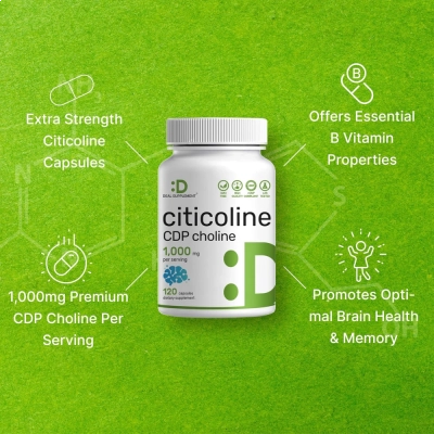 Citicolina 1000mg, Concentração, Energia Mental e Bem-Estar Cognitivo, 120 Cápsulas, Deal Supplement