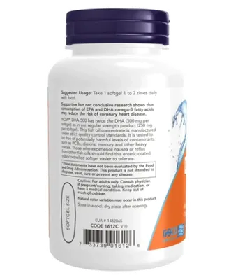 DHA, 500mg, 90 Cápsulas Gelatinosas, Now