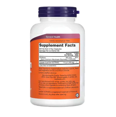 Chitosan Plus Chromium, 500mg, 240 Cápsulas, Now