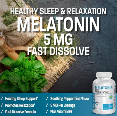 Melatonina 5mg, 360 Comprimidos Sublinguais Sabor Menta, Bronson