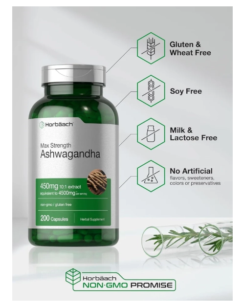 Ashwagandha 450mg Com Pimenta Negra 18mg, 200 Cápsulas, Horbaach