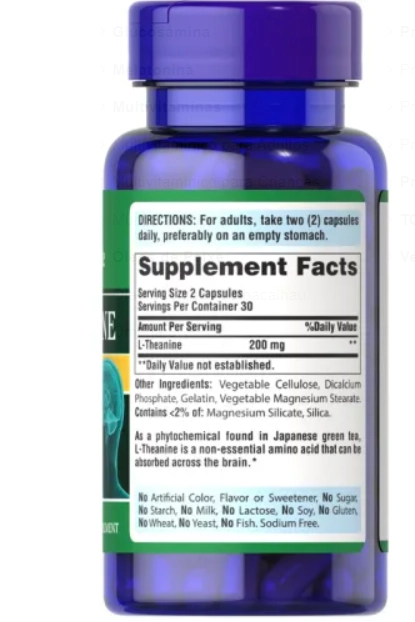 L-Theanine, 200mg, 60 Cápsulas, Puritan's Pride