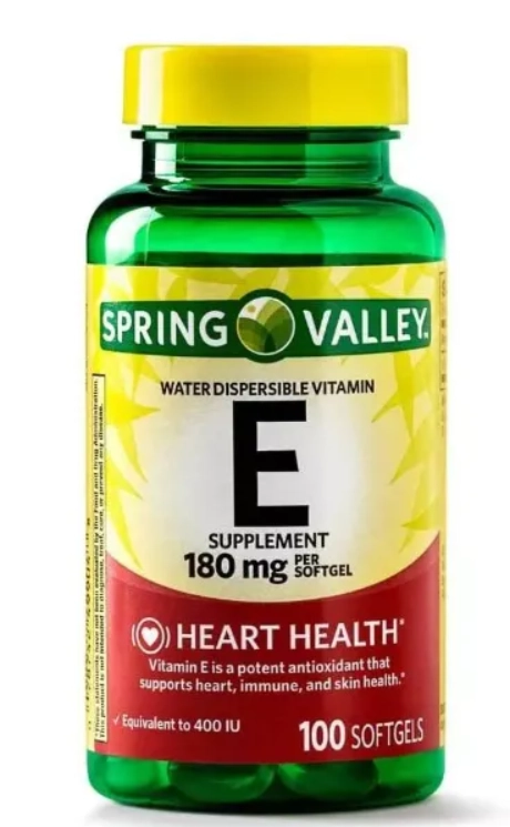 Vitamina E 180mg, 400IU, 100 Softgels, Spring Valley