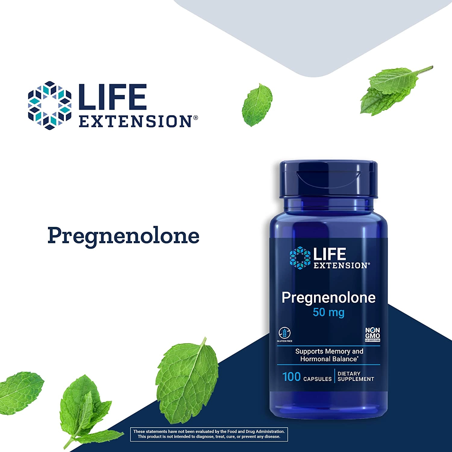 Pregnenolone (Pregnenolona), 50mg, 90 cápsulas, Puritans Pride